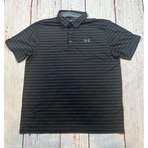Under Armour Golf Playoff Striped Men's Polo Black XL Stretch Moisture Wicking